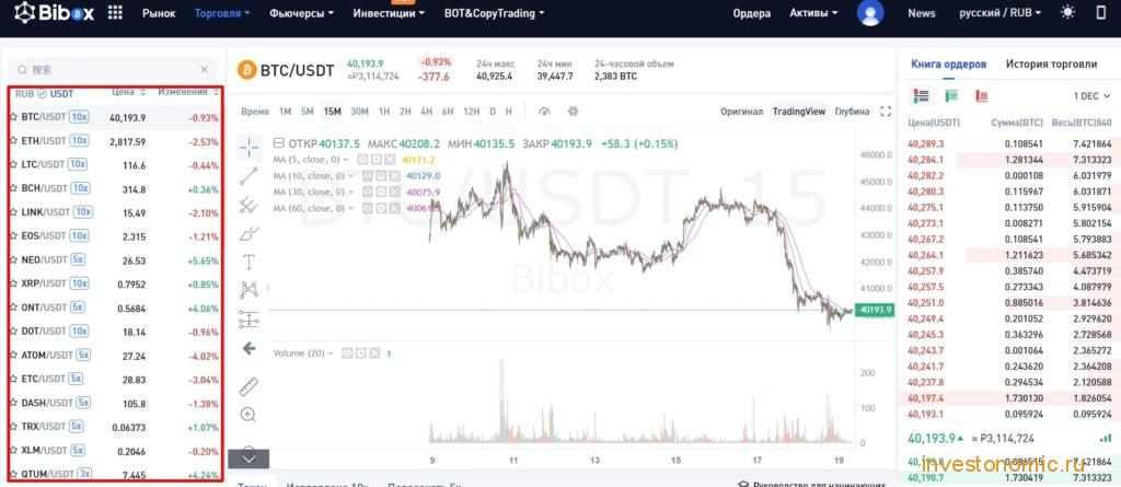 Выбор криптовалютной пары